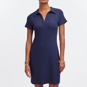 NWT Madewell Ribbed Polo Mini Dress M Navy blue